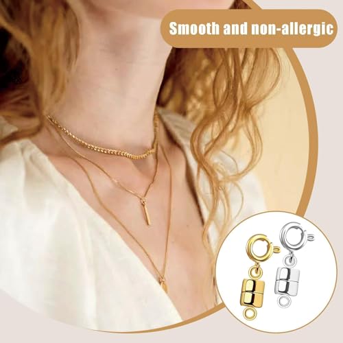 20 Pcs Magnetic Bracelet Necklace Clasps Extenders Adjustable Chain Connectors for Necklaces & Bracelets in Gold & Silver Secure Closures for Jewelry Extensions