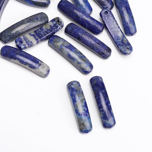 BEADIA Natural Curved Lapis Lazuli Stone Beads 36x10mm 4pcs for DIY Bracelet Jewelry Making - color: Lapis Lazuli