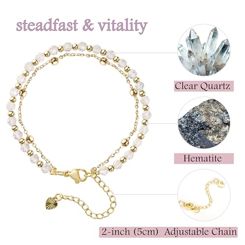 Farfume Crystal Bracelet Beaded Bracelets 4mm Natural Stone Beads Gemstone Handmade Jewelry Valentine's Day Gifts - color: Clear Quartz-steadfast&vitality