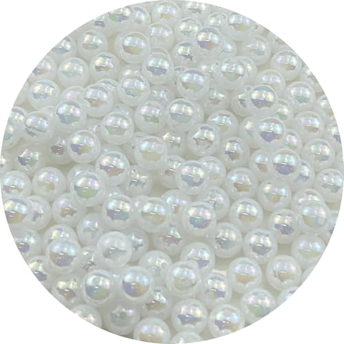 200pcs 10mm Acrylic Round Beads AB Colors Spacer Beads with Hole for DIY Bracelet Necklace Jewelry Making Supplies Handmade Craft(Jelly White AB) - color: Jelly White AB, size: 10mm