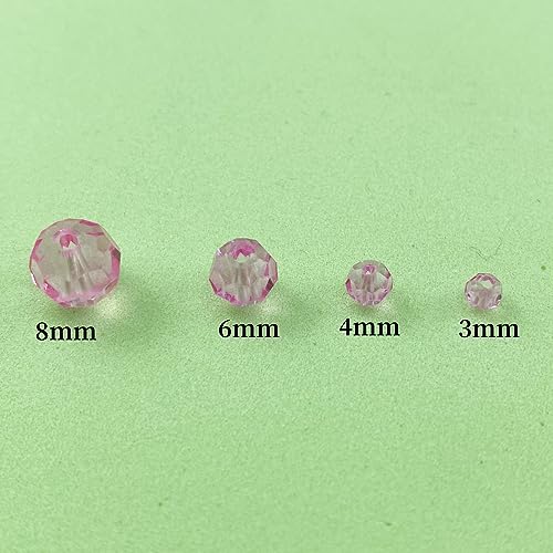 100pcs 8mm Round Crystal Glass Beads Round Faceted Spacer Beads for Jewelry Making Bracelet Earring Necklace Wind Chimes Suncatchers DIY Craft Making Supplies(Pink Series) - color: Pink Series, size: 8mm