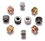 AD Beads Zircon Pave Rhinestones Rondelle Big Hole Bracelet Connector Spacer Beads 10pcs Mixed Color 6x7mm - color: 10pcs Mixed Color 3 Row Rondelle (6x7mm)