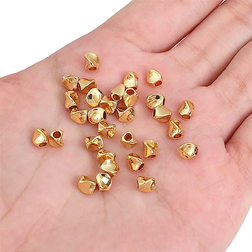 BEADIA 14K Gold Plated Twisted Spacer Beads 4x5mm 30pcs for Jewelry Making Findings Non Tarnish - color: 14K Gold, size: 4x5mm Twisted