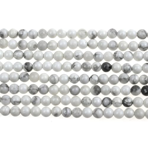 MJDCB 225pcs Natural Small Stone Beads 3mm White Howlite Round Smooth Loose Gemstone Bead for Jewelry Making Bracelets Earrings Necklaces Accessories - color: Howlite