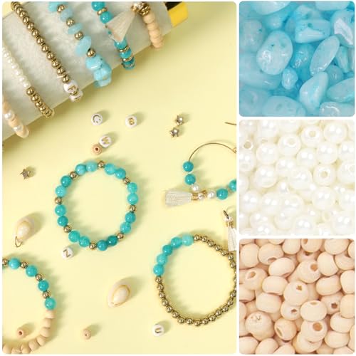 TOIPINIO Bracelet Making Kit Jewelry Making Supplies Kit Natural Stone Beads for Irregular Natural Stone with for DIY Craft Friendship Bracelet/Necklace/Earrings for Adults (Lapis Lazuli+Aquamarine) - color: Lapis Lazuli - Aquamarine
