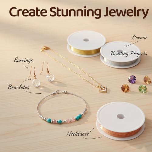 3 Rolls Jewelry Beading Wire, 0.2mm Copper Craft Wire for Jewelry Making, Copper Beading-Wires, Thin Beading Wires for Jewelrys Making, DIY Craft (3 Colors, 82 Feet/Roll)
