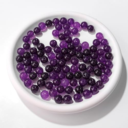 Raicegs 100pcs 8mm Amethyst Beads Natural Gemstone Beads Round Loose Beads for Jewelry Making DIY Bracelets Necklace - color: Amethyst, size: 8mm Round