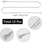 SUNNYCLUE 12 PACK 18 Inch/ 0.45m 1mm Silver Snake Chain Necklaces Bulk Stainless Steel Necklace Making Chain Metal Lobster Claw Clasps Cable Chains for Jewelry Making Supplies Women Adult Diy Craft - color: Silver