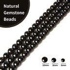 100pcs 6mm Black Tourmaline Beads Natural Gemstone Beads Round Loose Beads for Crafting and Jewelry Making - color: Black Tourmaline, size: 6mm