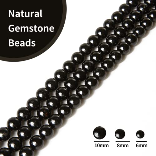 100pcs 8mm Black Tourmaline Beads Natural Gemstone Beads Round Loose Beads for Crafting and Jewelry Making - color: Black Tourmaline, size: 8mm