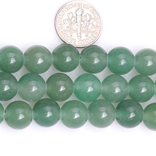 JOE FOREMAN 2MM Big Hole 10mm Green Aventurine Jade Round Natural Gemstone Semi Precious Loose Beads for Jewelry Making 15" Beaded Strand DIY Handmade Craft Supplies - size: 10mm