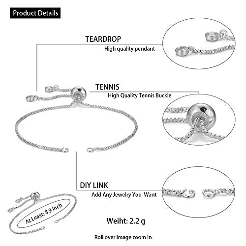 DanLingJewelry 20pcs Adjustable Slider Bracelet Slider Extender Chains with Rhinestones Ends for Jewelry Making DIY 8 Inches(226mm) P - color: StyleⅠ-20 pcs-Platinum