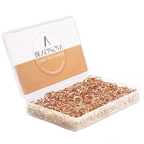 BEADNOVA 6mm Jump Rings Rose Gold Jump Rings for Keychains Jewelry Makings for Necklace Repair (300Pcs) - color: Rose Gold, size: 6mm
