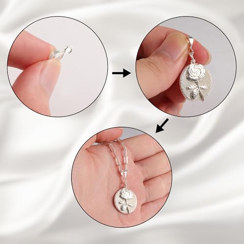 8Pcs 925 Sterling Silver Pendant Clasp Pinch Clip Bails for Jewelry Making, Slider Pendant Connectors with Open Loop, Sterling Silver Findings Jewelry Pendants Clasps for Necklace Charms - color: 8PcsA