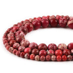 4mm Red Sea Sediment Imperial Jasper Round Gemstone Natural Stone Loose Beads for Jewelry Making Design Crafts 90 Pcs 15 Inch - color: Red, size: 4mm