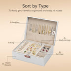 Homeanda Jewelry box 2 layer Jewelry box Leather Jewelry boxes for Women Girls Teens Jewelry organizer box Jewelry Storage box with lock(White) - color: White