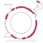 Natural Crystal Cut Bead Bracelet, 925 Silver Faceted Gemstone Jewelry for Women, Handmade Chakra Design Gift for Birthday Christmas Daily Wear - color: Red Ruby