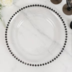 13" Charger Plates - Set of 12 - Clear/Black Round Acrylic Disposable Chargers with Beaded Rim, Ideal for Dinner Party Wedding Bulk Events - color: Clear/Black, size: 13" Charger Plate, 12 Pack