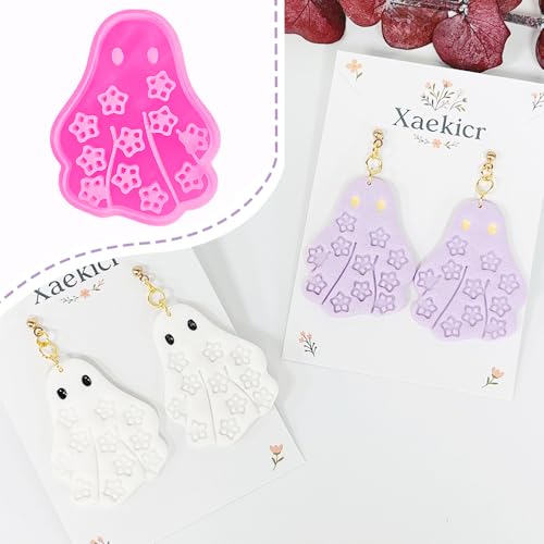 Xaekicr Halloween Ghost Polymer Clay Cutters with Floral Pattern – Cute Clay Earring Cutters Set for DIY Earrings – Polymer Clay Molds and Clay Tools for Halloween Jewelry Making - color: I color