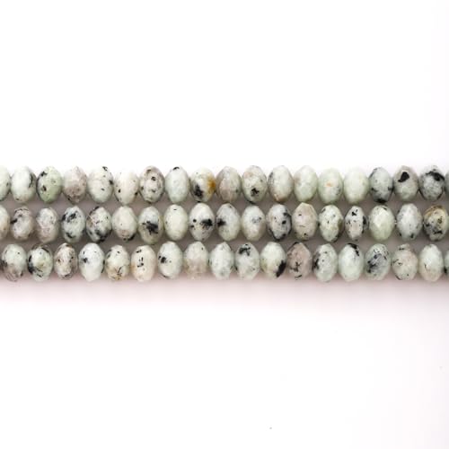 Faceted 4x6mm Natural Kiwi Jasper Stone Rondelle Spacer Gemstone Beads Loose Semi Gemstone Beads for Jewelry Making - color: Kiwi Jasper