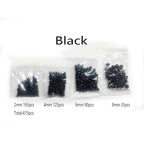 415pcs Rondelle Crystal Glass Beads 2mm 4mm 6mm 8mm Mixed Sizes, Faceted Briolette Spacer Czech Seed Loose Beads for DIY Jewelry Making (Black) - color: Black