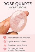 Rose Quartz Worry Stone – Natural Thumb Stone for Love, Anxiety Relief & Meditation | Pocket Palm Stone for Reiki, Crystal Healing, Stress Relief, Chakra Balancing & Spiritual Energy - color: Rose Pink