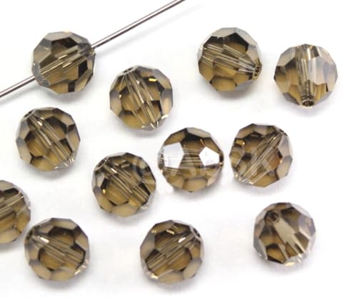 100pcs Adabele Austrian 4mm (0.16 Inch) Small Faceted Loose Round Crystal Beads Smoked Quartz Compatible with 5000 Swarovski Crystals Preciosa SS2R-421 - color: Smoked Quartz, size: 4mm Small (100pcs)
