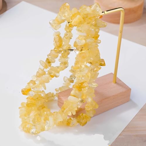 200pcs Natural Chip Stone Beads Gemstone Healing Crystal Loose Rocks Bead Irregular Glass Seed Charm Beads Drilled DIY for Jewelry Bracelet Necklace Earrings Making Crafting Supplies (Yellow, 5-8mm) - color: yellow