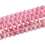 100pcs Pink Cat Eye Beads 8mm Round Semi Precious Stone Hole Size 1mm DIY Charm Spacer Beading Smooth Gemstone Loose Beads for Jewelry Making Bracelets Necklaces Earrings Crafting - color: Pink