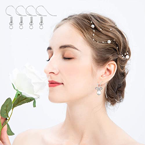 Bylion 400 Pieces Stainless Steel Earring Hooks, Fish Hooks, French Wire Hooks, Coil and Ball Style Nickel-Free Ear Wires for Jewelry Making, Silver - color: Silver
