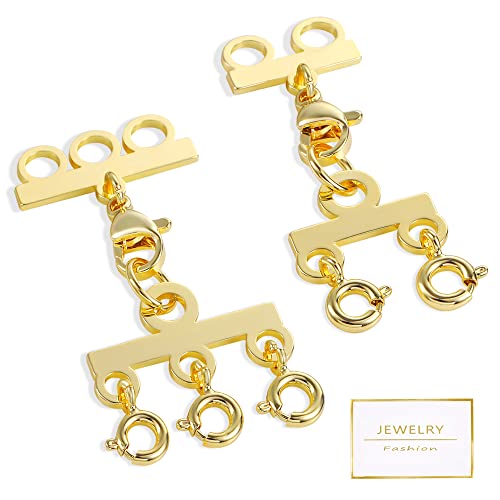 Necklace Layering Clasps 14K Gold Necklace Separator for Layering Connectors for Multiple Necklaces（2 PCS） - color: C-14K Gold