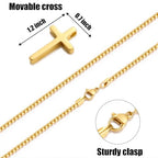 Fiusem Cross Necklace for Men, Silver/Gold/Black Mens Cross Necklaces with 2.5mm Cross Chain and Stainless Steel Cross Pendant, Box Chain 16-24 Inch, Jewelry Gift - size: 28.0 Inches, style: Small Golden cross: 1.2" * 0.7"