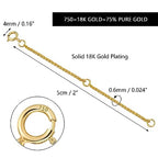 18K Solid Gold Extender for Necklace Bracelet Real Durable Adjustable Chain Gold Extension for Women 2 Inches - color: A