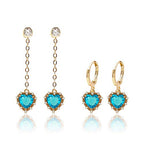 Crystal Zirconia Gold Plated Brass Charms for Jewelry Making Bracelet Necklace Earring Pendant Craft Supplies DIY Accessories - color: HeartA-Blue-5Pcs
