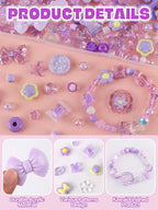 150PCS Acrylic Pastel Beads for Jewelry Making, Kalolary Colorful Bow Butterfly Flower Kawaii Plastic Candy Heart Cute Macaroon Aesthetic Beads for Bracelet Necklace DIY Supplies (Purple) - color: Purple