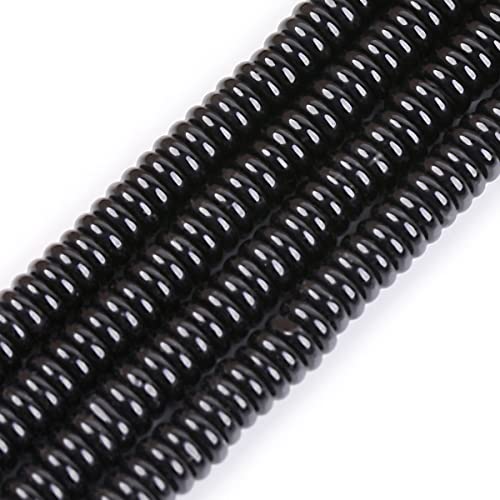 JOE FOREMAN 2x6mm Natural Polished Black Agate Stone Heishi Disc Rondelle Spacer Beads for Jewelry Making Full 15" Strand Energy Stone Healing Power Crystal - color: Black Agate
