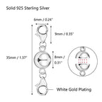 925 Sterling Silver Double Lobster Clasp Magnetic Necklace Jewelry Clasps and Closures Sterling Silver Double Bracelet Necklace Clasp - color: A-Silver