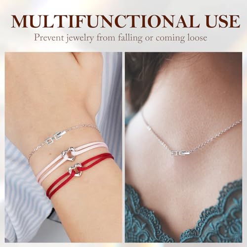 3 Pcs Bracelet Extender Silver Necklace Extender Silver Jewelry Clasps Women Foldover Clip Link Extensions for Necklace Extension Bracelet Extension Jewelry Making