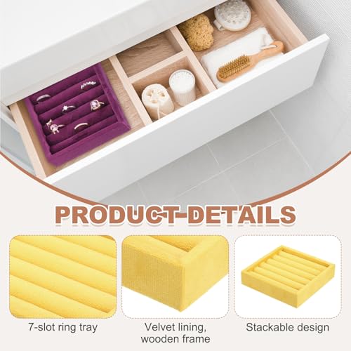 uxcell Stackable Jewelry Storage Tray, Jewelry Tray Drawer Organizer, Small Display Box for Earrings, Necklaces, Rings and Bracelets, Yellow - color: Yellow