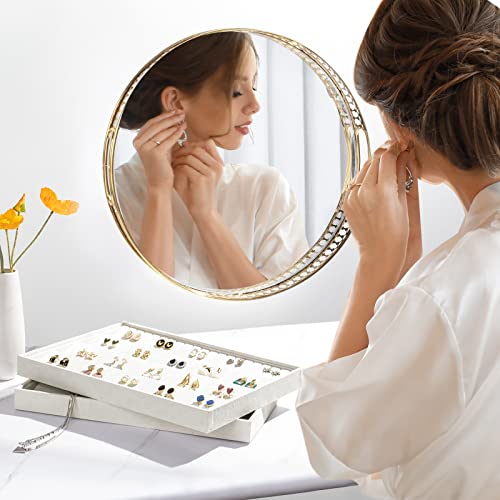 Lolalet Earring Tray Display Earring Holder, Stackable Jewelry Drawer Organizer Showcase Storage for Women Girls Stud Piercings Post Earrings -Set of 2 - style: Earrings