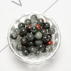 100pcs Natural Stone Beads 8mm African Bloodstone Round Genuine Real Stone Beading Loose Gemstone Hole Size 1mm DIY Charm Smooth Beads for Bracelets Necklaces Earrings Jewelry Making Crafts - color: African Bloodstone