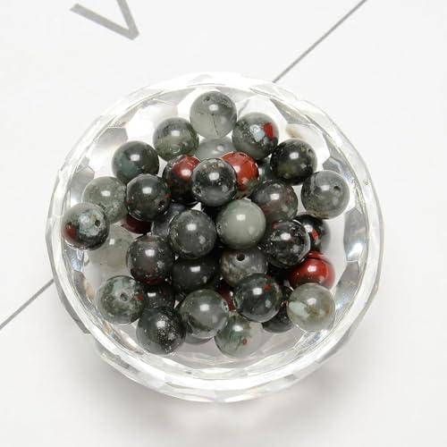 100pcs Natural Stone Beads 8mm African Bloodstone Round Genuine Real Stone Beading Loose Gemstone Hole Size 1mm DIY Charm Smooth Beads for Bracelets Necklaces Earrings Jewelry Making Crafts - color: African Bloodstone