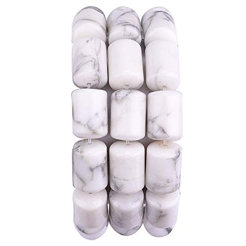 BEADIA Natural White Howlite Cylinder Stone Loose Semi Gemstone Beads for Jewelry Making 10mmx14mm 38cm - color: White Howlite, size: 10mm x 14mm