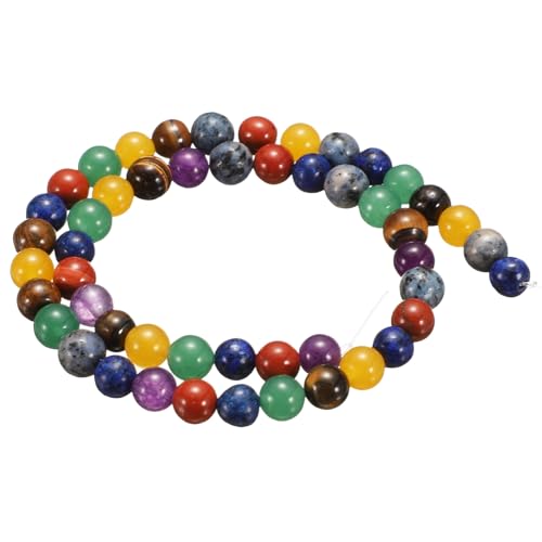 HARFINGTON 50pcs Natural Stone Beads 6mm 7 Mixed Color Round Gemstone Stone Loose Beading Real Genuine Smooth Balls Bead for Jewelry Making Bracelets Necklace Earrings DIY - color: 7 Mixed Color, size: 6mm