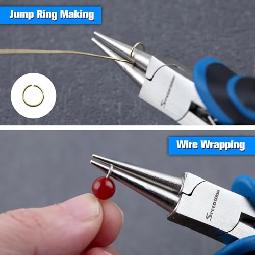 SPEEDWOX 5-Inch Round Nose Pliers for Jewelry Making Mini Wire Looping Pliers Ultra-Precision Round Nose Winding with Tapering and Non-Serrated Jaws for Wire Wrapping, Jump Rings Making, DIY Craft - style: Round Nose Pliers
