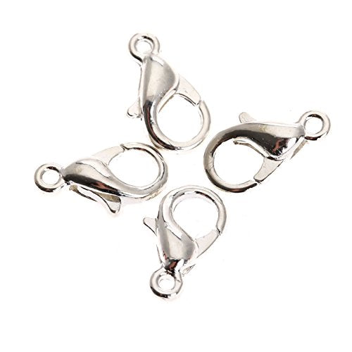 dophee Lobster Claw Clasp for Jewelry Making, 100-Pack Curved Lobster Clasp Clips Small Fastener Hook Connected Buckle Repair Accessories for Jewelry Craft DIY Bracelet Necklace Earrings, Silver, 12mm - color: Silver, size: 12mm