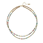 Plumiss Boho Handmade Natural Jasper Stone Beaded Crystal Mixed Strand Short Necklace for Women Girl - color: Crystal