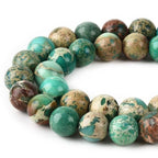 6mm Green Sea Sediment Imperial Jasper Round Gemstone Natural Stone Loose Beads for Jewelry Making Design Crafts 60 Pcs 15 Inch - color: Green, size: 6mm