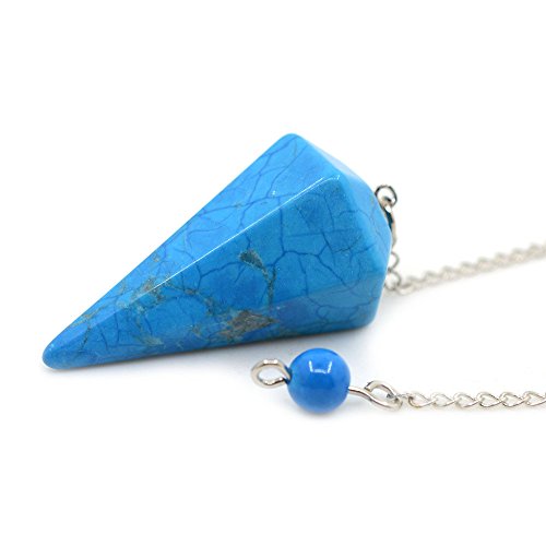 Justinstones Turquoise Howlite Gemstone Hexagonal Pointed Reiki Chakra Pendant Pendulum - color: Howlite Turquoise