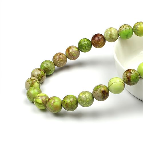 MJDCB 6mm Fruit Green Imperial Jasper Gemstone Beads Round Loose Stone Bead for Jewelry Making Bracelets Necklaces - color: Fruit Green Imperial Jasper, size: 6mm